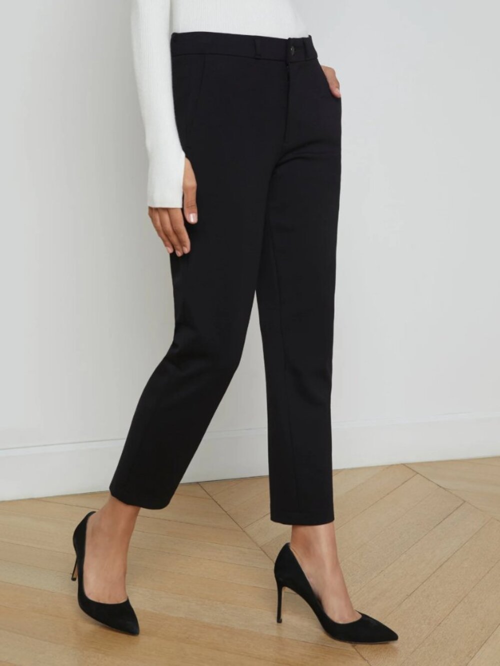 L'AGENCE Harlow High-Rise Cropped Slim Trousers In Black Women's Size 26 - NWT